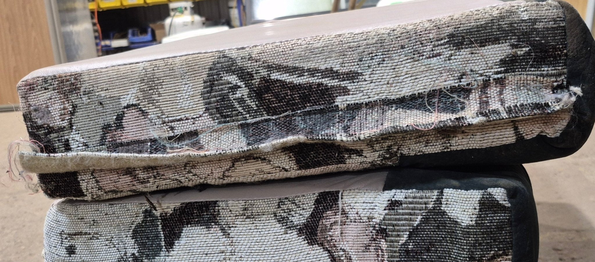 Used Dinette Cushion Set - 4 piece - 2 @ 39 1/2" X 19" X 4 1/2" D , 2 @ 39 1/2" X 17" X 4 1/2" D - Young Farts RV Parts