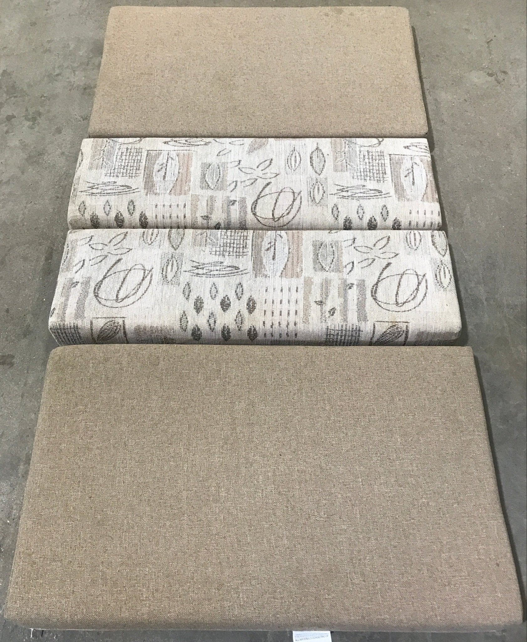 Used Dinette Cushion Set - 4 piece - 2 @ 40" x 24" x 4" D, 2 @ 40" x 13" x 4" D - Young Farts RV Parts