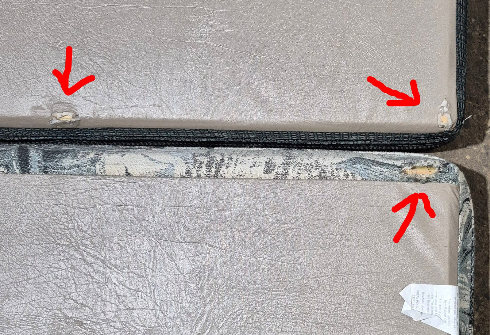 Used Dinette Cushion Set - 4 piece - 4 @ 38 1/2" x 19" x 4" D - Young Farts RV Parts