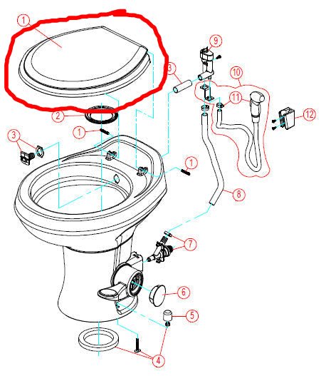 Used Dometic 300 Toilet Seat & Cover Replacement Off - White - 385311931 - Young Farts RV Parts