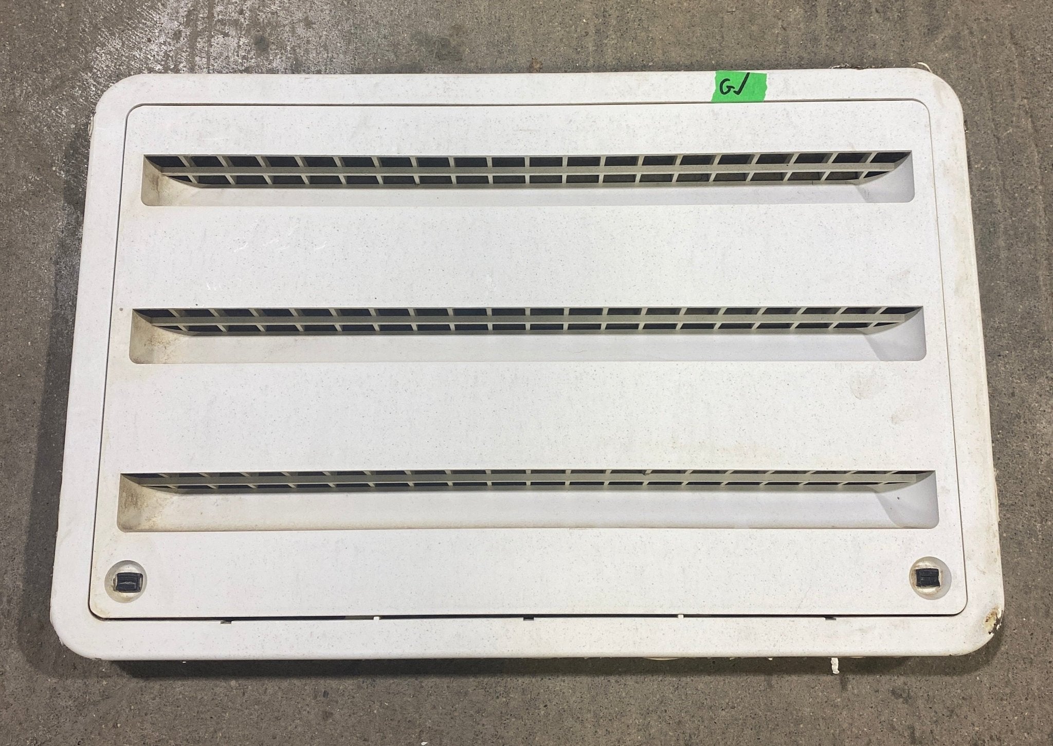 Used DOMETIC 3109350.011 - Yellowed Air Intake Side Refrigerator Vent - HAS FRAME - Young Farts RV Parts