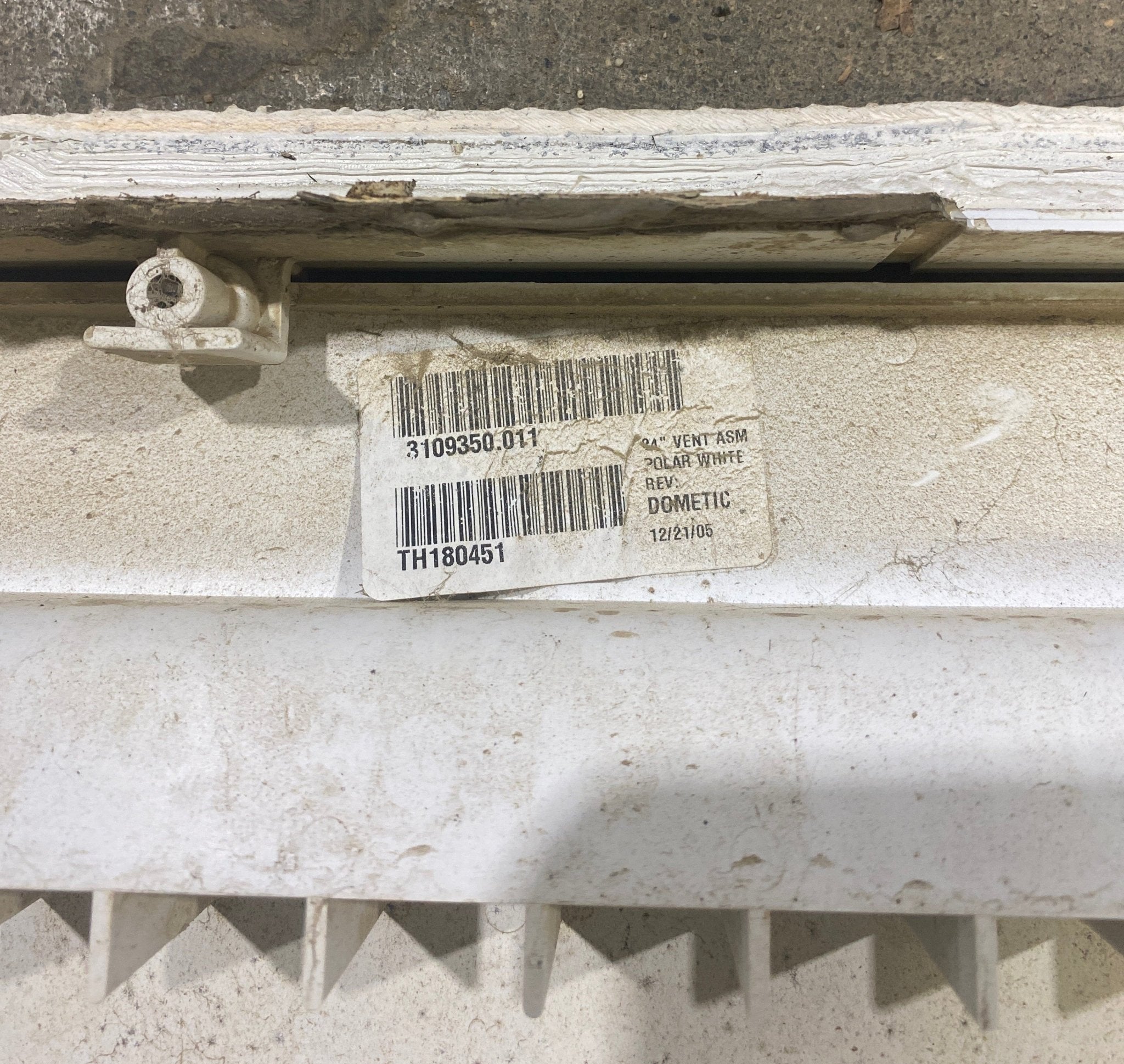 Used DOMETIC 3109350.011 - Yellowed Air Intake Side Refrigerator Vent - HAS FRAME - Young Farts RV Parts