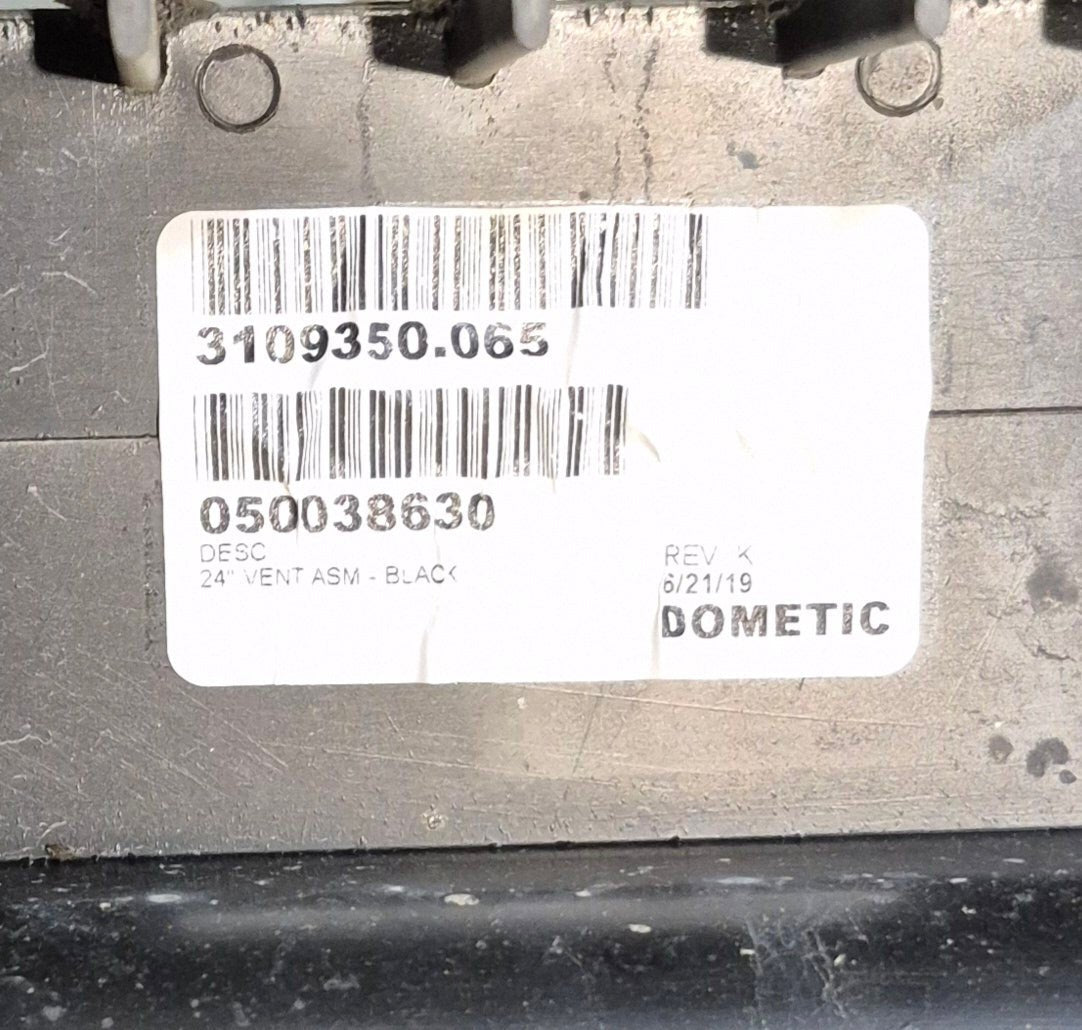 Used DOMETIC 3109350.065 - Black Air Intake Side Refrigerator Vent - HAS FRAME - Young Farts RV Parts