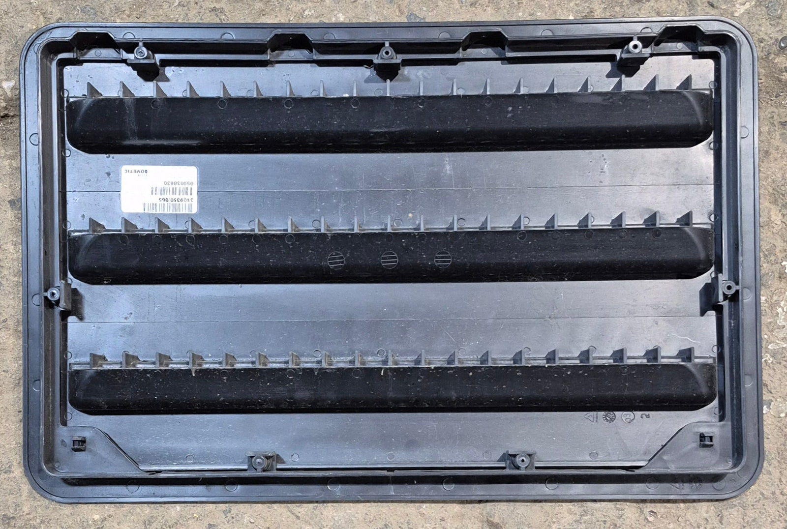 Used DOMETIC 3109350.065 - Black Air Intake Side Refrigerator Vent - HAS FRAME - Young Farts RV Parts