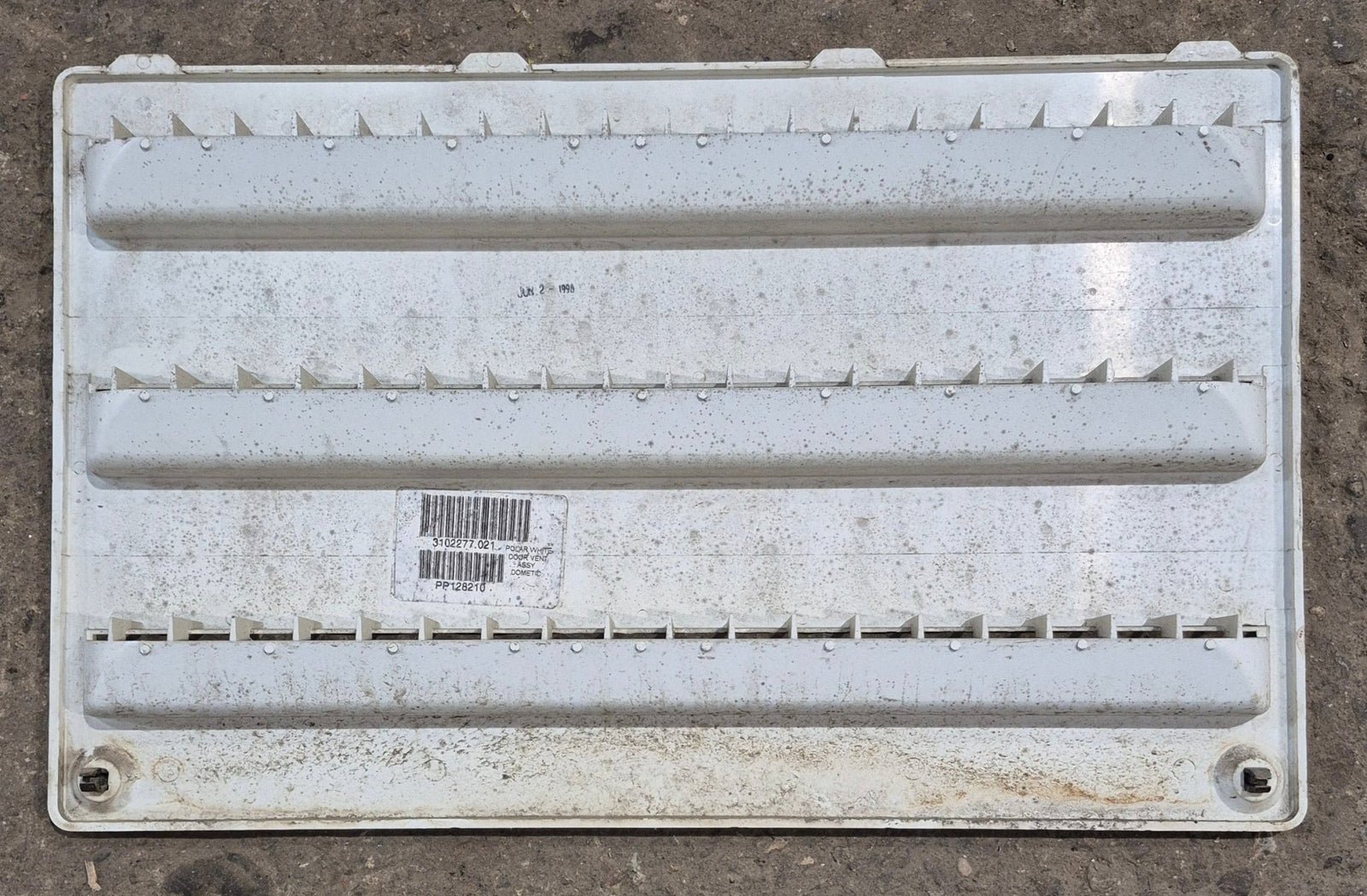 Used Dometic Air Intake Side Refrigerator Vent, Off White, No Frame - 3102277.021 - Young Farts RV Parts