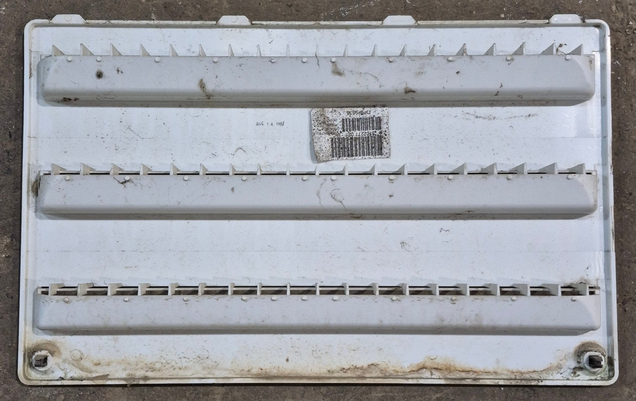 Used Dometic Air Intake Side Refrigerator Vent, Yellowed, No Frame - 3102277.021 - Young Farts RV Parts