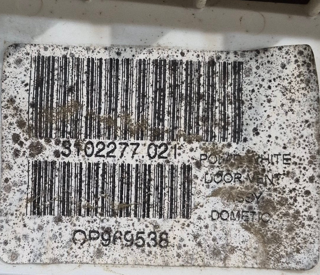 Used Dometic Air Intake Side Refrigerator Vent, Yellowed, No Frame - 3102277.021 - Young Farts RV Parts