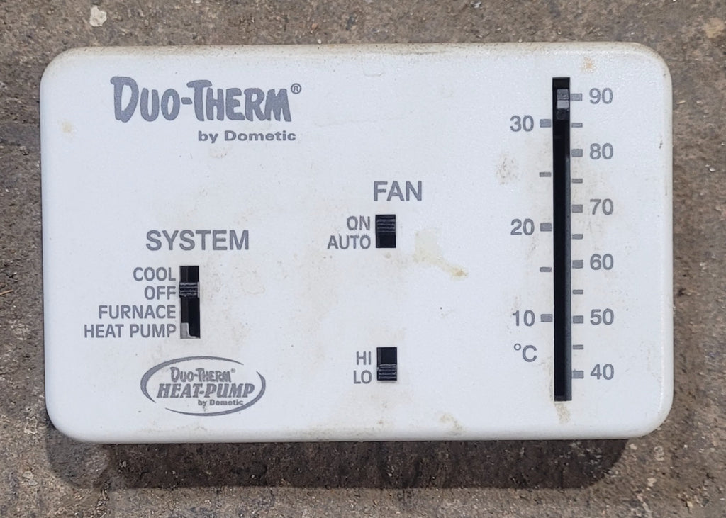 Used Dometic Analog Thermostat Cool/ Furnace/ Heat Strip/ Heat Pump 3107612.016 - Young Farts RV Parts