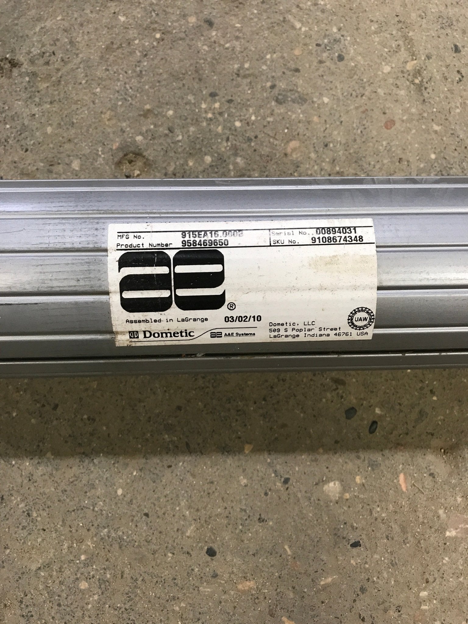 Used Dometic Awning Roller Tube 15' 6