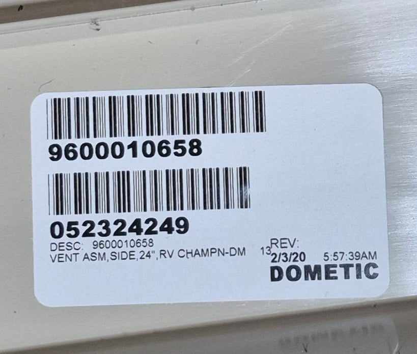 Used Dometic Champagne Air Intake Side Refrigerator Vent - NO FRAME - Young Farts RV Parts