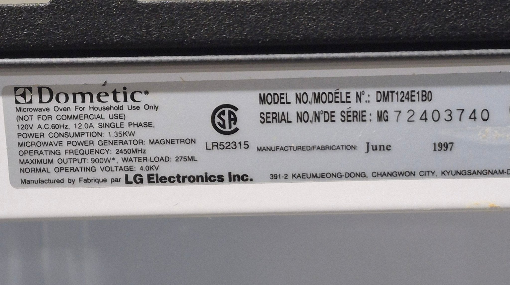 Used Dometic RV Microwave 22" W x 13 5/8" H x 16" D - Young Farts RV Parts