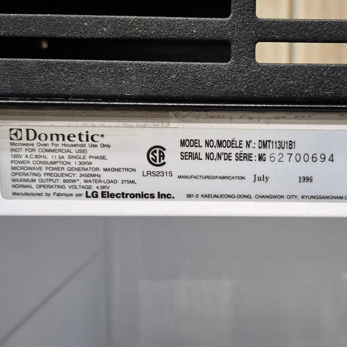 Used Dometic RV Microwave - 23.375