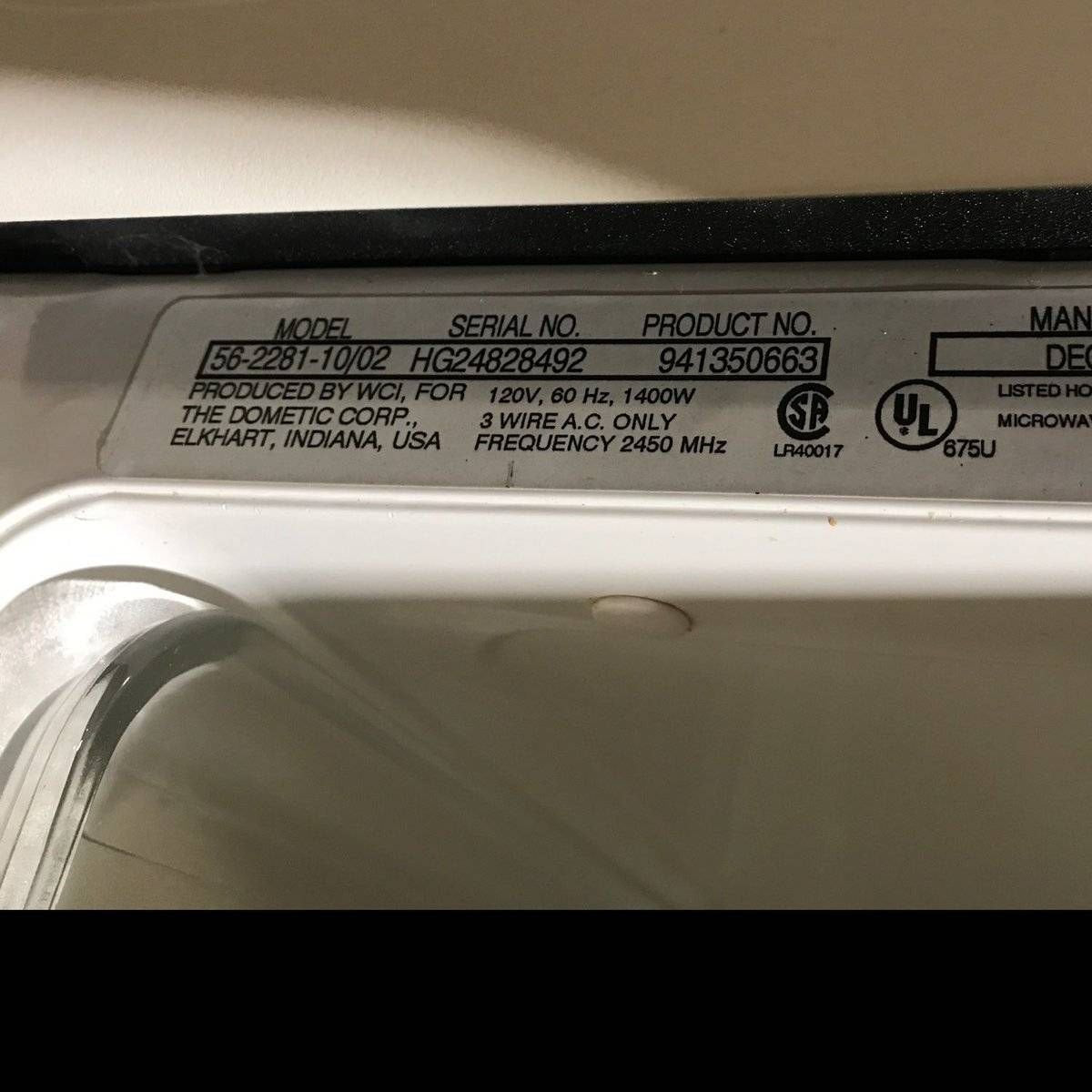 Used Dometic RV Microwave 56-2281-10/02 - 23.0" x 12.0" x 13.5" - Young Farts RV Parts
