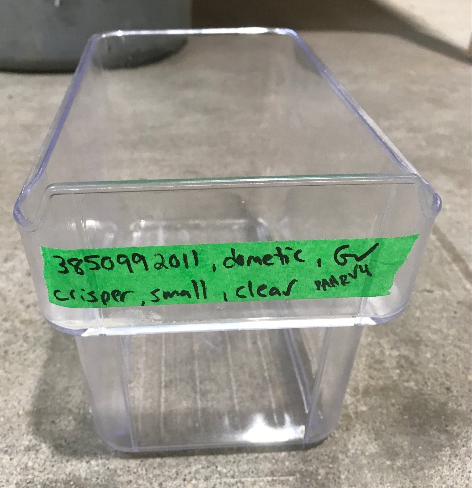 Used Dometic Small Crisper Bin, Clear - 3850992011 - Young Farts RV Parts