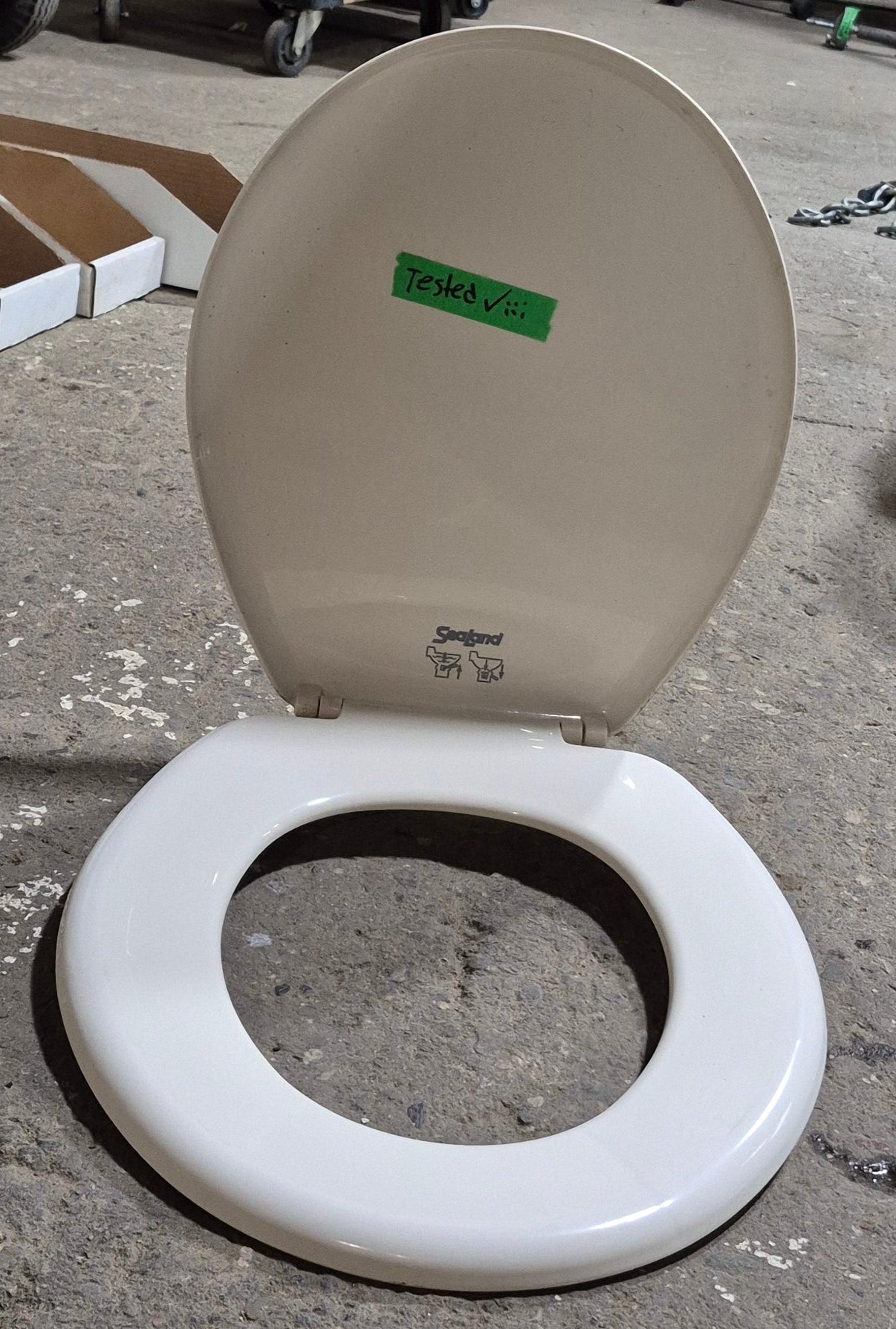 Used Dometic Toilet Seat & Cover Replacement, Off - White - 385344089 , 385312114 - Young Farts RV Parts