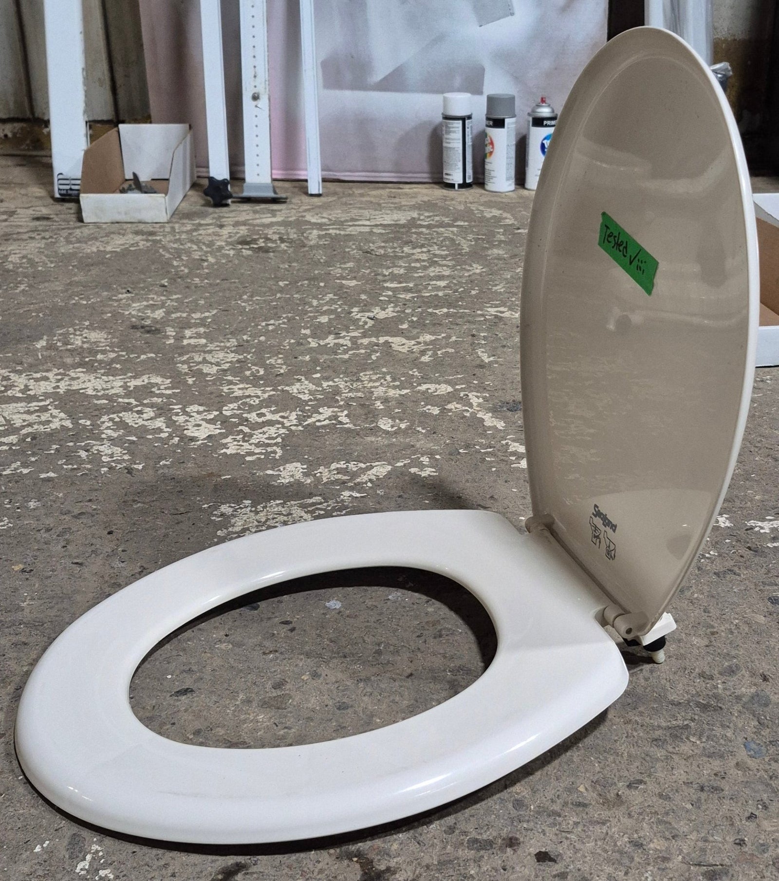 Used Dometic Toilet Seat & Cover Replacement, Off - White - 385344089 , 385312114 - Young Farts RV Parts