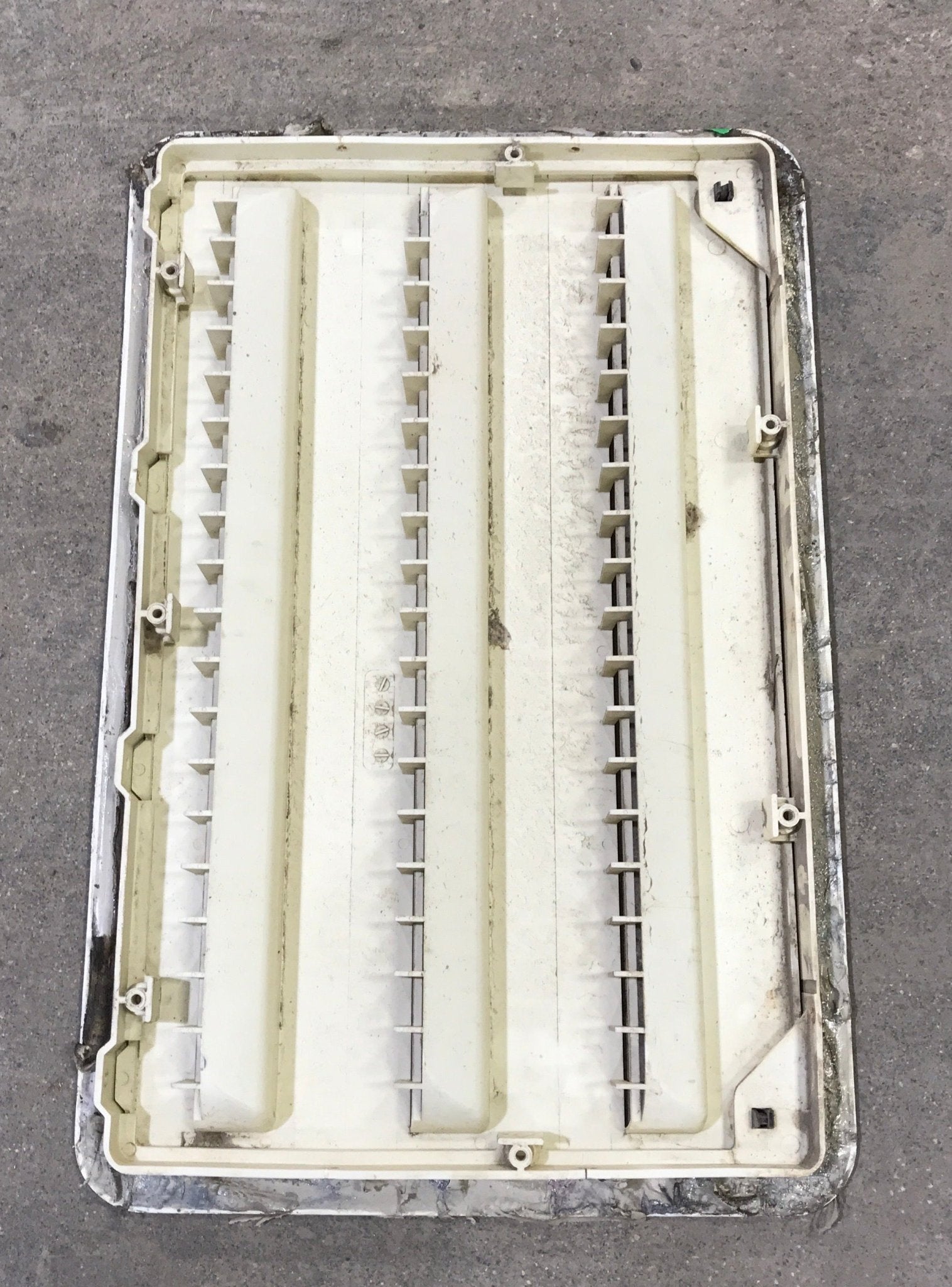 Used DOMETIC - Yellowed Air Intake Side Refrigerator Vent - HAS FRAME - Young Farts RV Parts