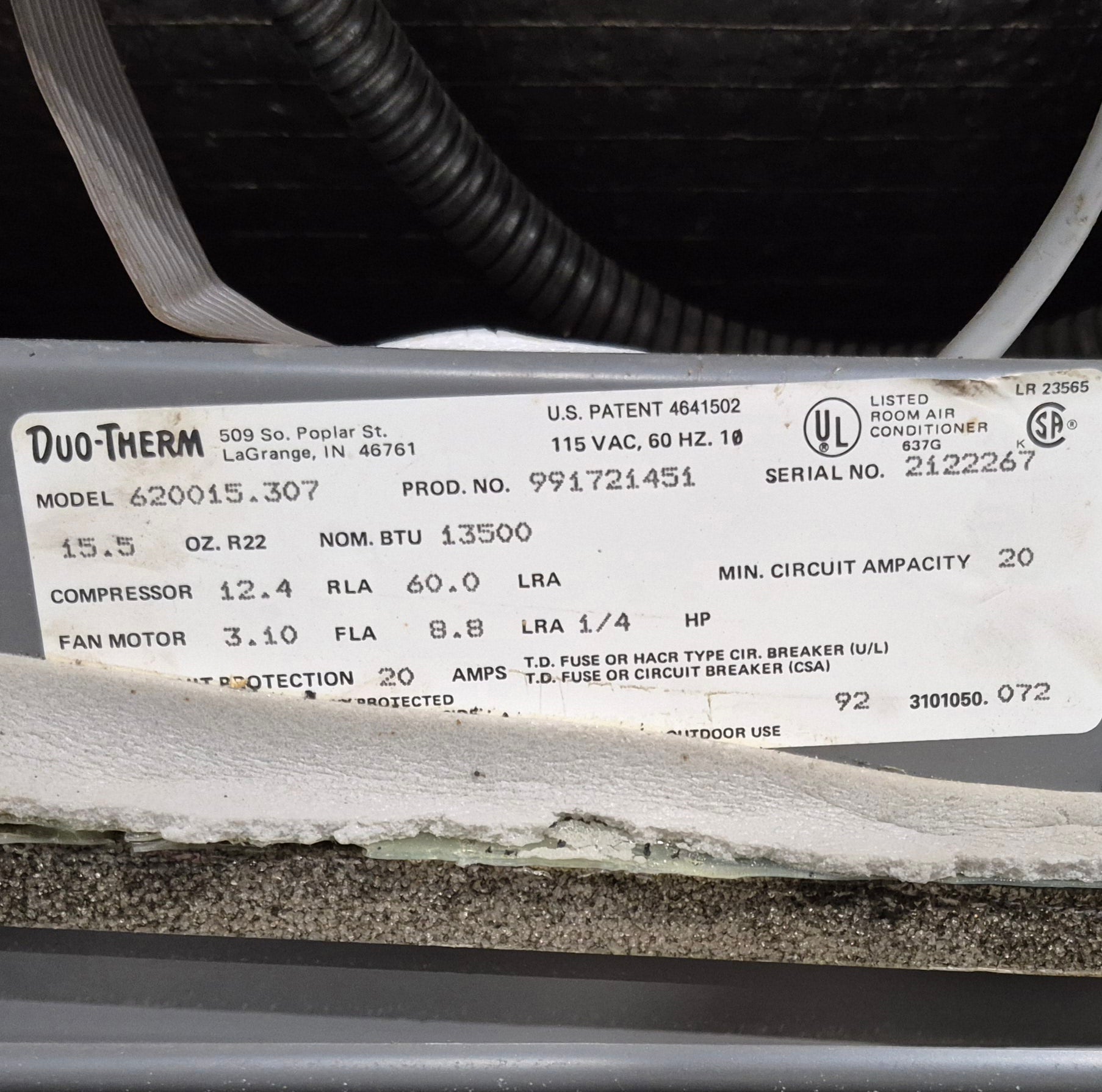 Used Duo - Therm Air Conditioner Head Unit 620015.307 - 13500 BTU Cool Only - Young Farts RV Parts