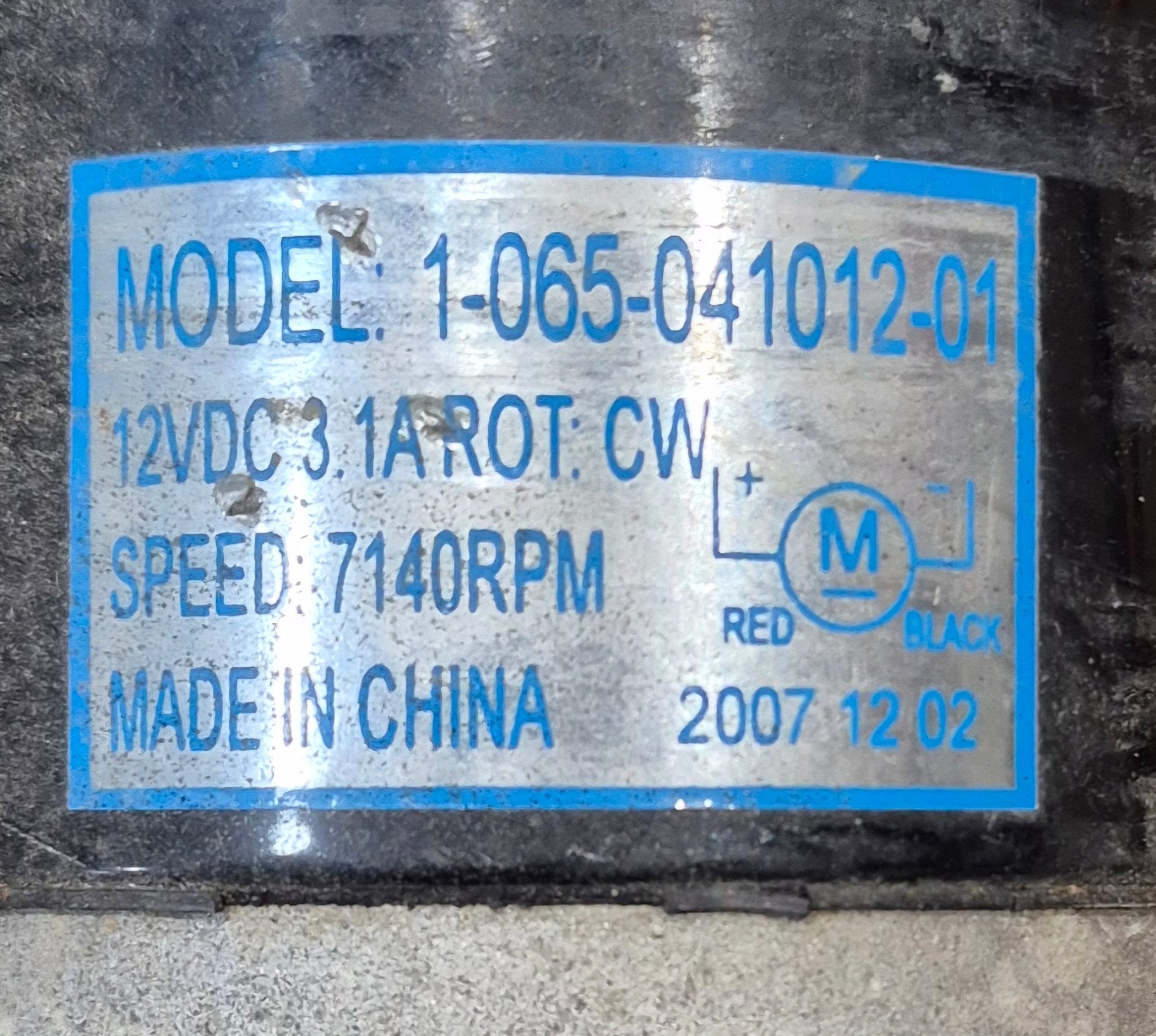 Used Electric Motor For R.V. Trailer Landing Gear 12VDC - 1A065012 - 02 - 01 (1 - 065 - 041012 - 01) - Young Farts RV Parts