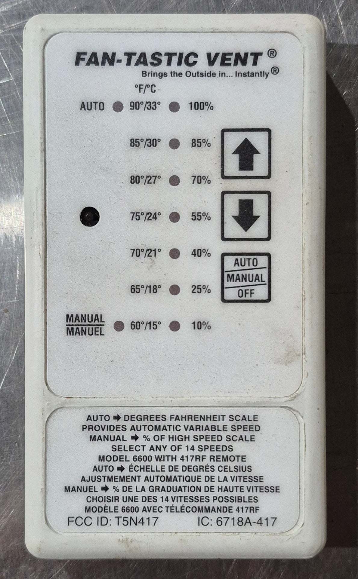 Used Fantastic Fan Handheld Controler - K41781 - Young Farts RV Parts