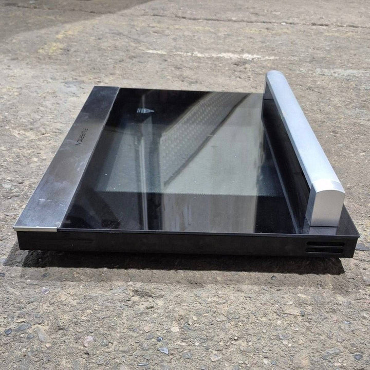 Used Furrion Oven Door , Black Glass Panel W/ Stainless Steel Trim & Handle - 21.375" x 15.75" x 3.875" - Young Farts RV Parts