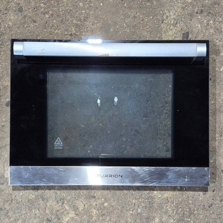 Used Furrion Oven Door , Black Glass Panel W/ Stainless Steel Trim & Handle - 21.375" x 15.75" x 3.875" - Young Farts RV Parts