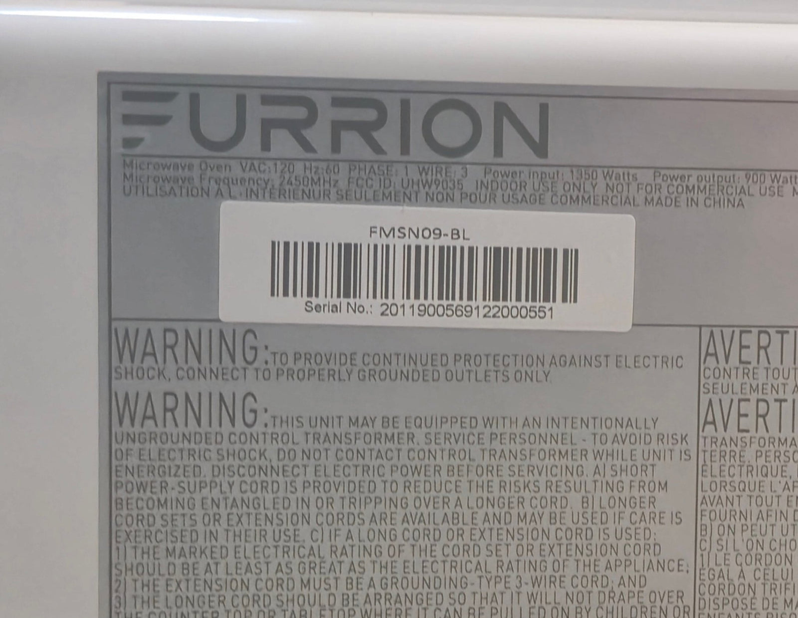 Used Furrion RV Microwave 19