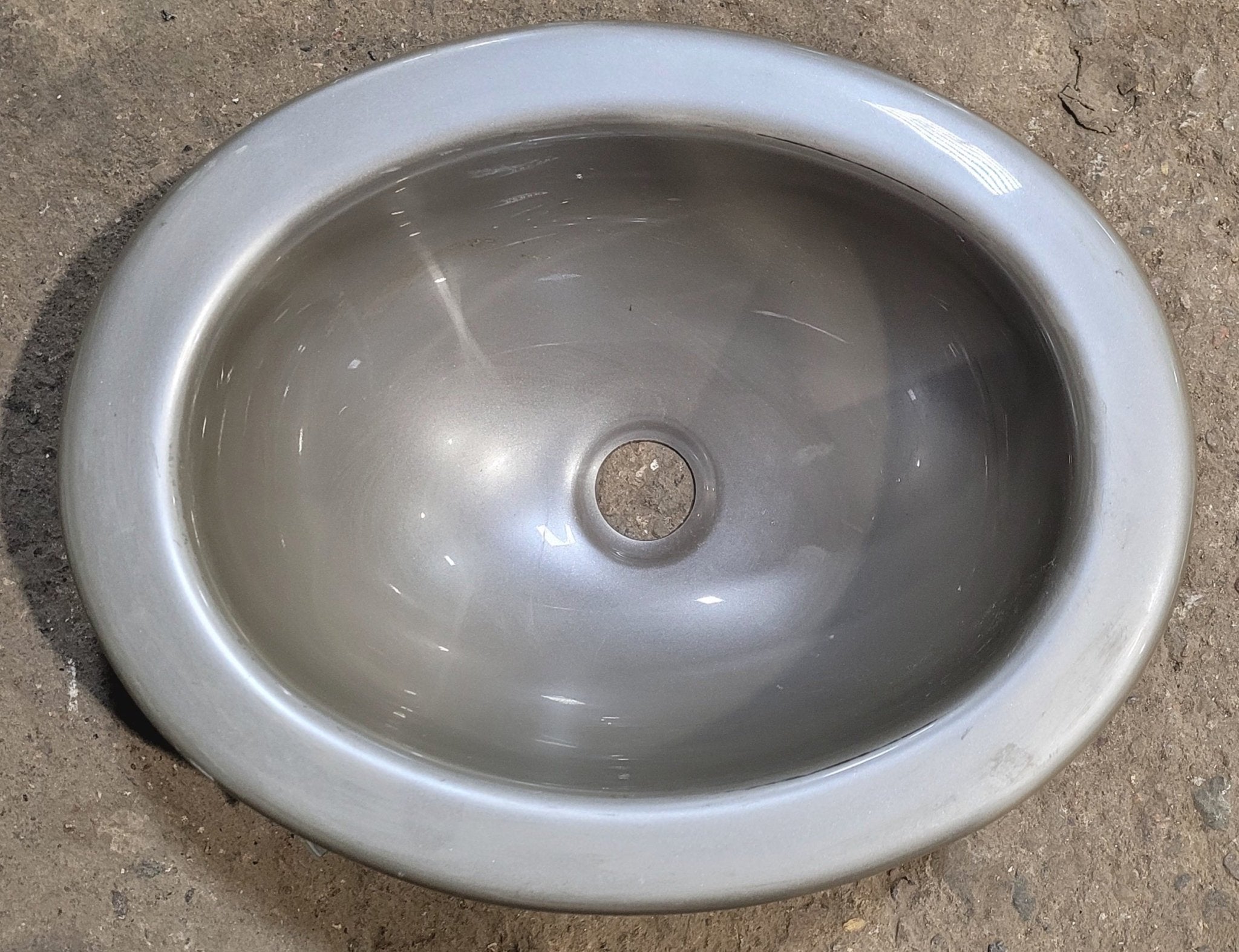 Used Grey Bathroom Sink 14" x 11 1/4" - Young Farts RV Parts