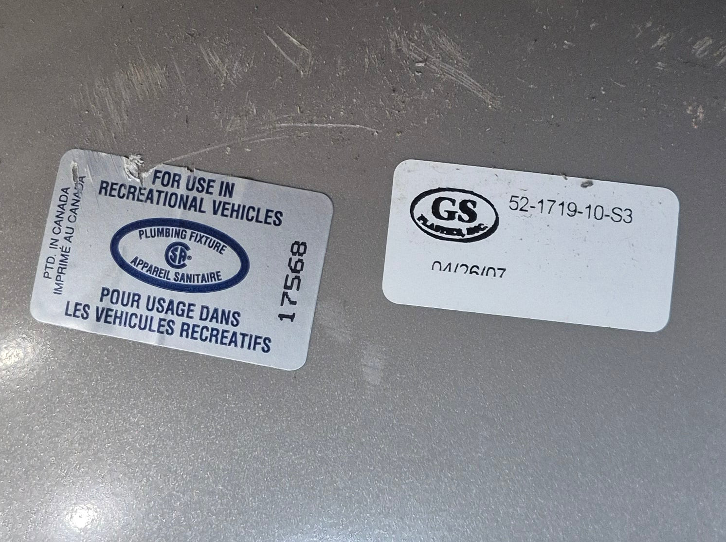 Used Grey Bathroom Sink 19 1/4" x 16 1/4" - Young Farts RV Parts