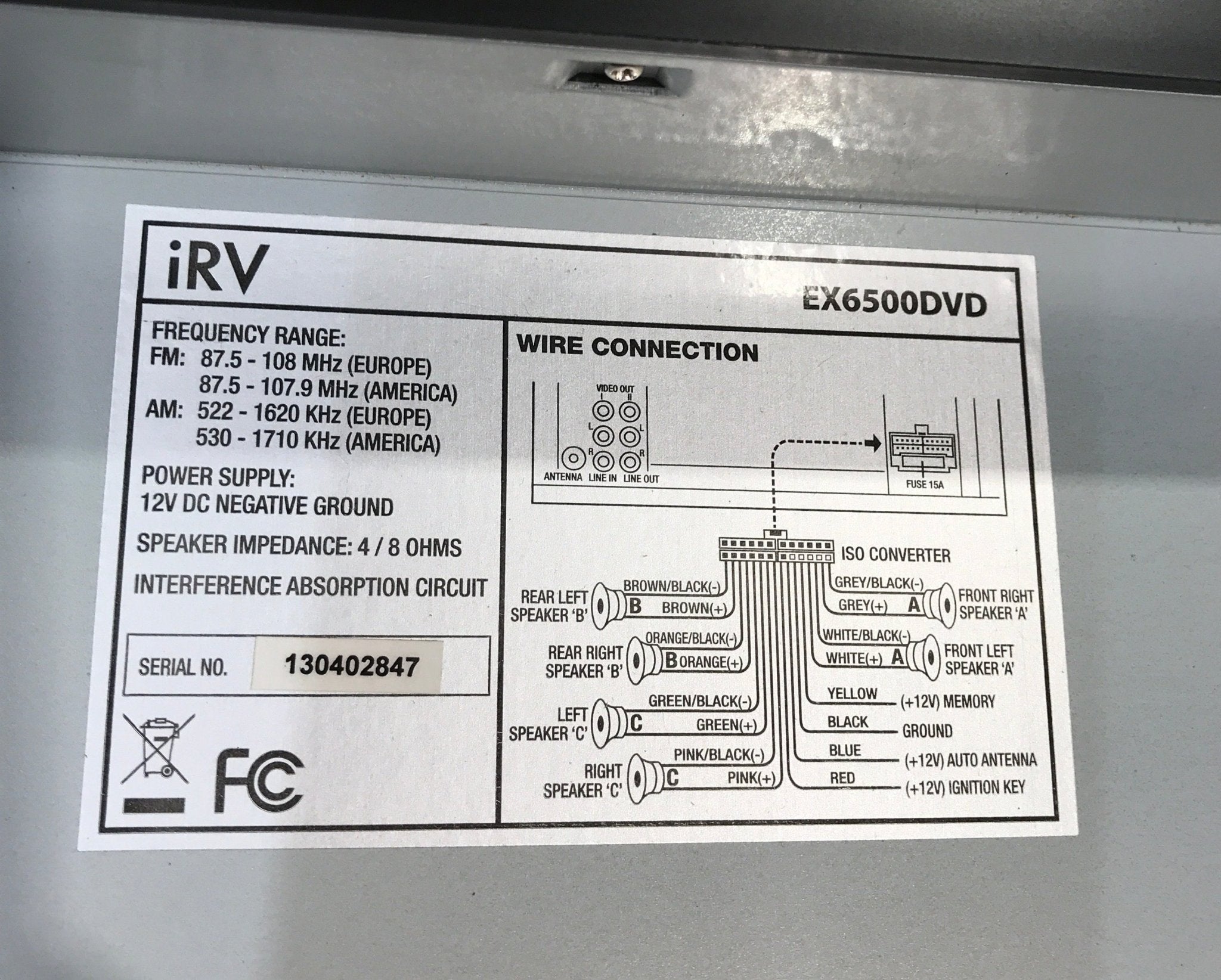 Used iRV RV Radio EX6500DVD - Young Farts RV Parts