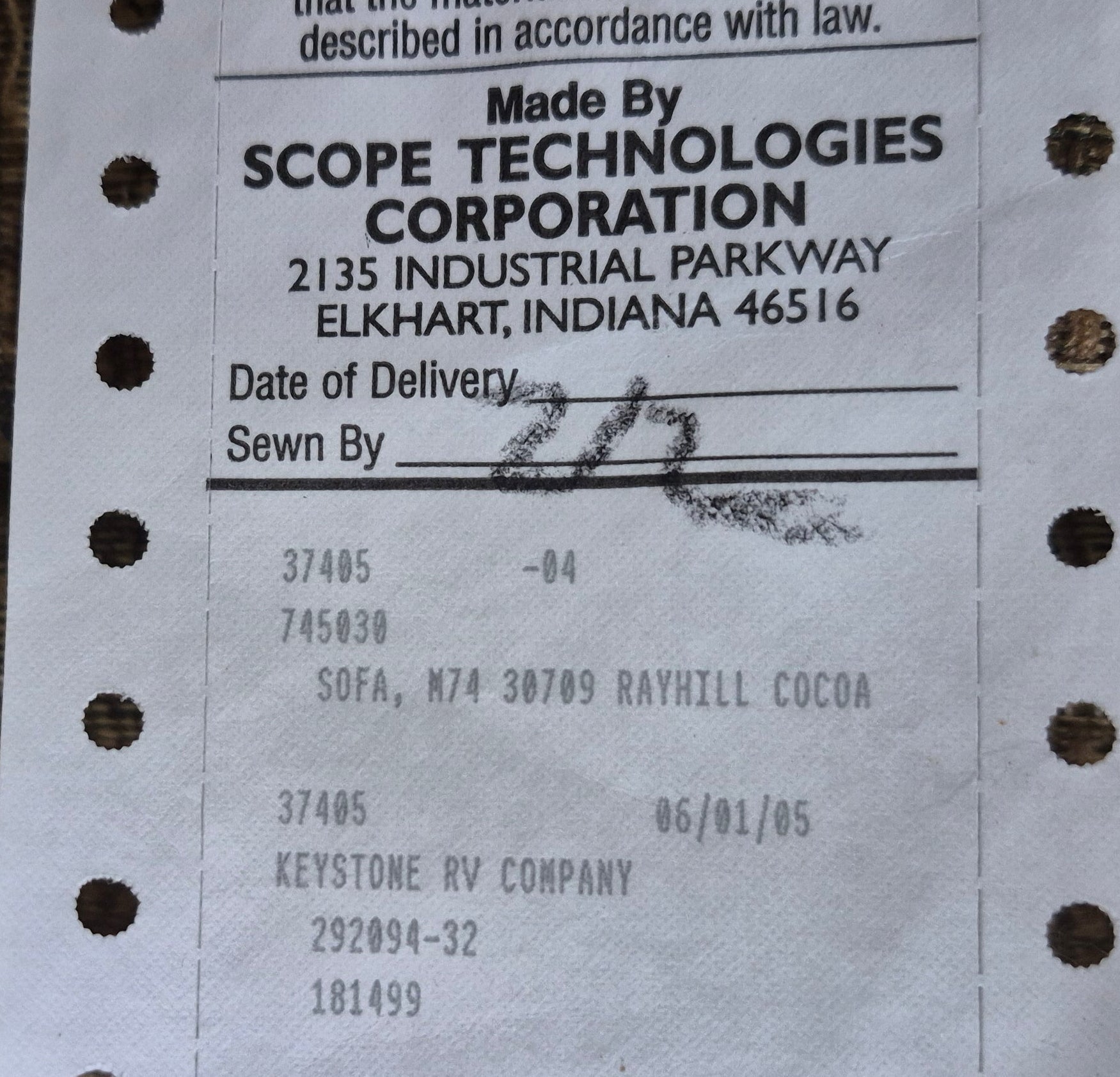 Used Jackknife RV Sofa 73 1/2” x 40 1/2" - Young Farts RV Parts