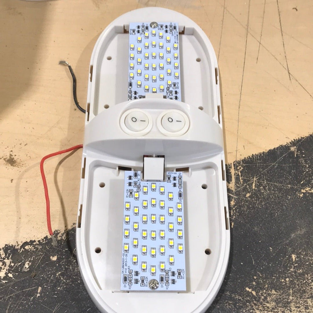 Used Light Fixture *DOUBLE* Off - White - Young Farts RV Parts