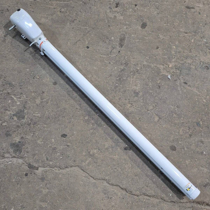 Used Lippert Awning Arm, Drive (Front), White, 59 1/2" - Solera Regal , 672049 (Drive Head) , 688366 (Arm Assembly) - Young Farts RV Parts