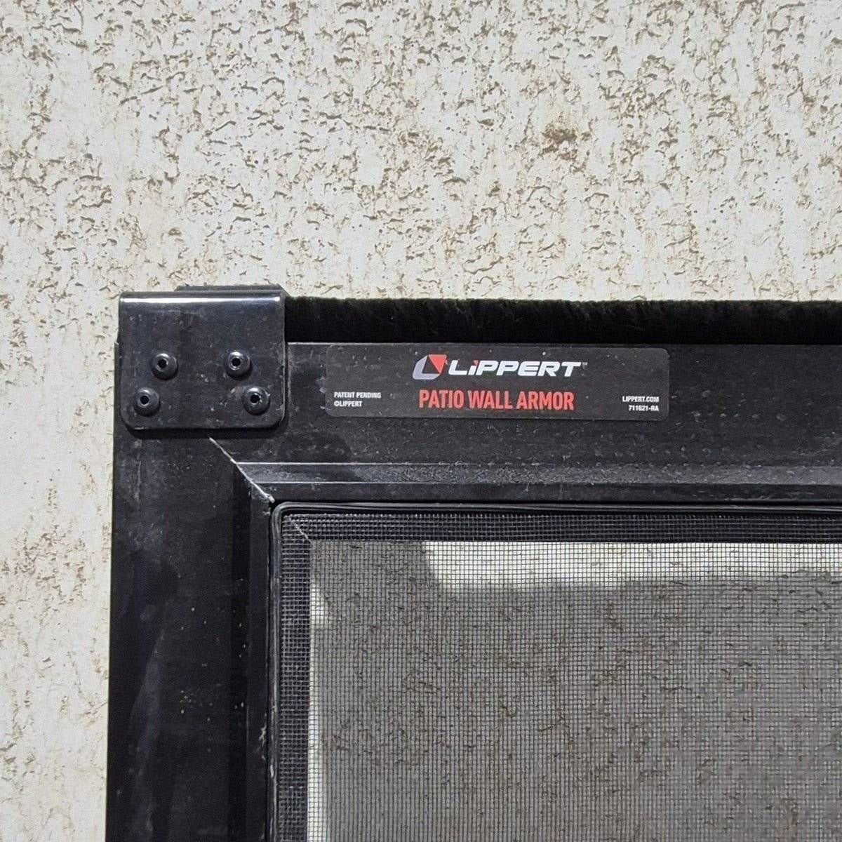 Used Lippert Toy Hauler Patio Wall Armor System Screen Door, Left Side - 82 1/4" X 47 5/8" - Young Farts RV Parts
