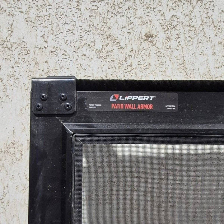 Used Lippert Toy Hauler Patio Wall Armor System Screen Door, Left Side - 82 1/4" X 47 5/8" - Young Farts RV Parts