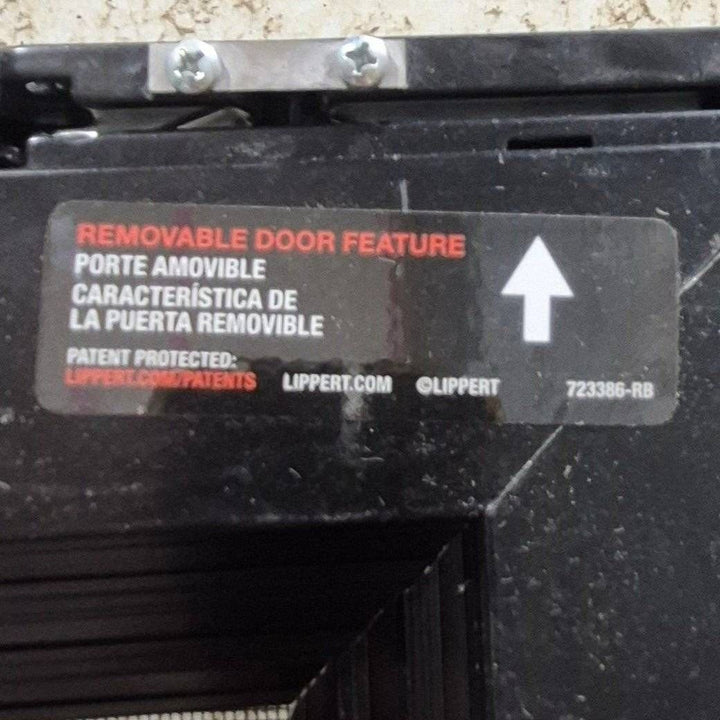 Used Lippert Toy Hauler Patio Wall Armor System Screen Door, Right Side - 82 1/4" X 47 5/8" - Young Farts RV Parts