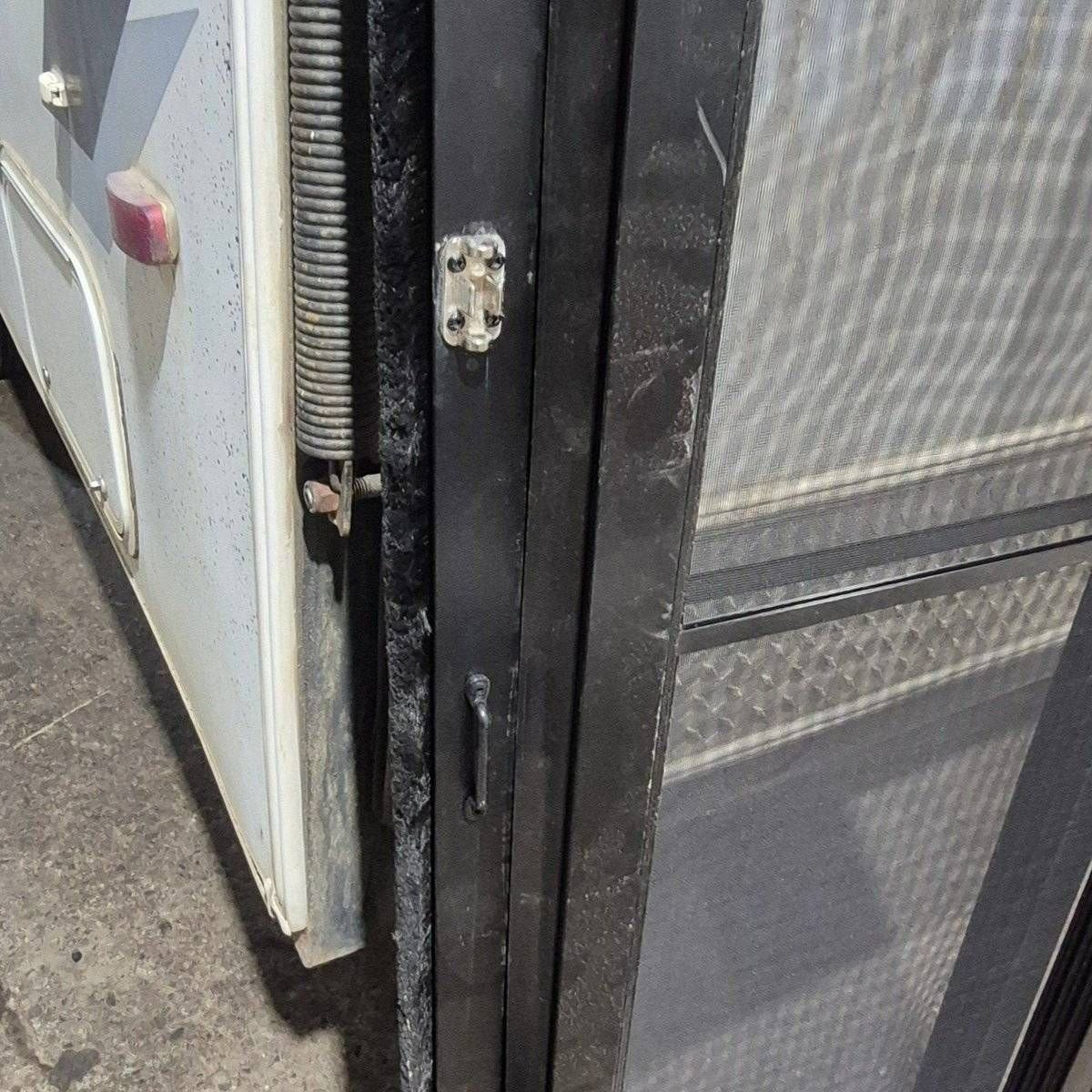 Used Lippert Toy Hauler Patio Wall Armor System Screen Door, Right Side - 82 1/4" X 47 5/8" - Young Farts RV Parts