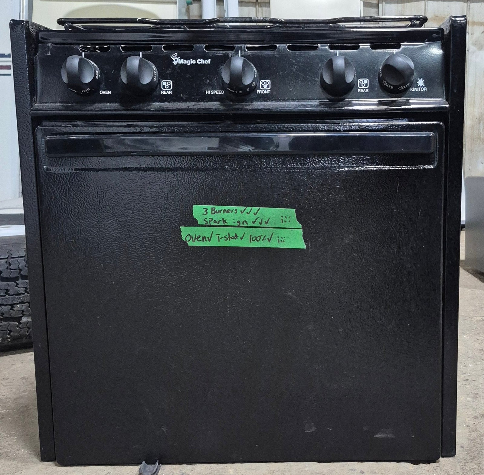 Used Magic Chef range stove 3-burner 22” H - CLY2220BDB - Young Farts RV Parts