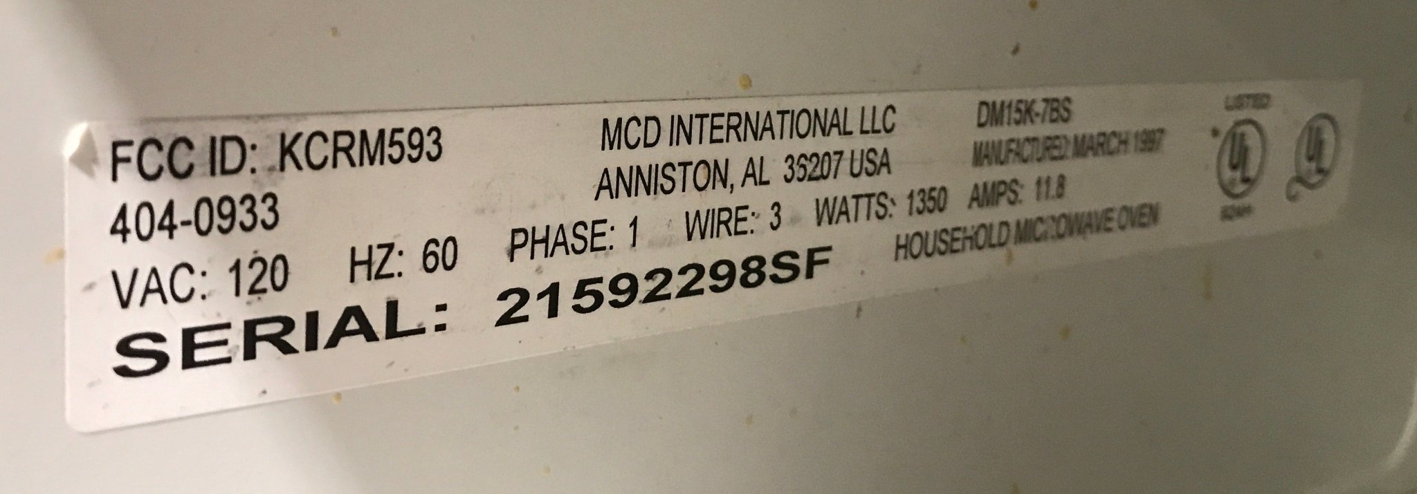 Used Magic Chef RV Microwave - 20 3/4" W x 13" H x 13 1/2" D - Young Farts RV Parts