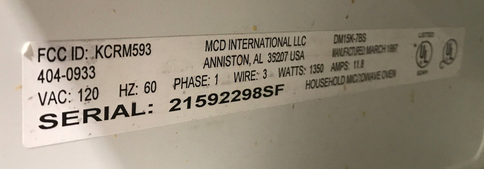 Used Magic Chef RV Microwave - 20 3/4