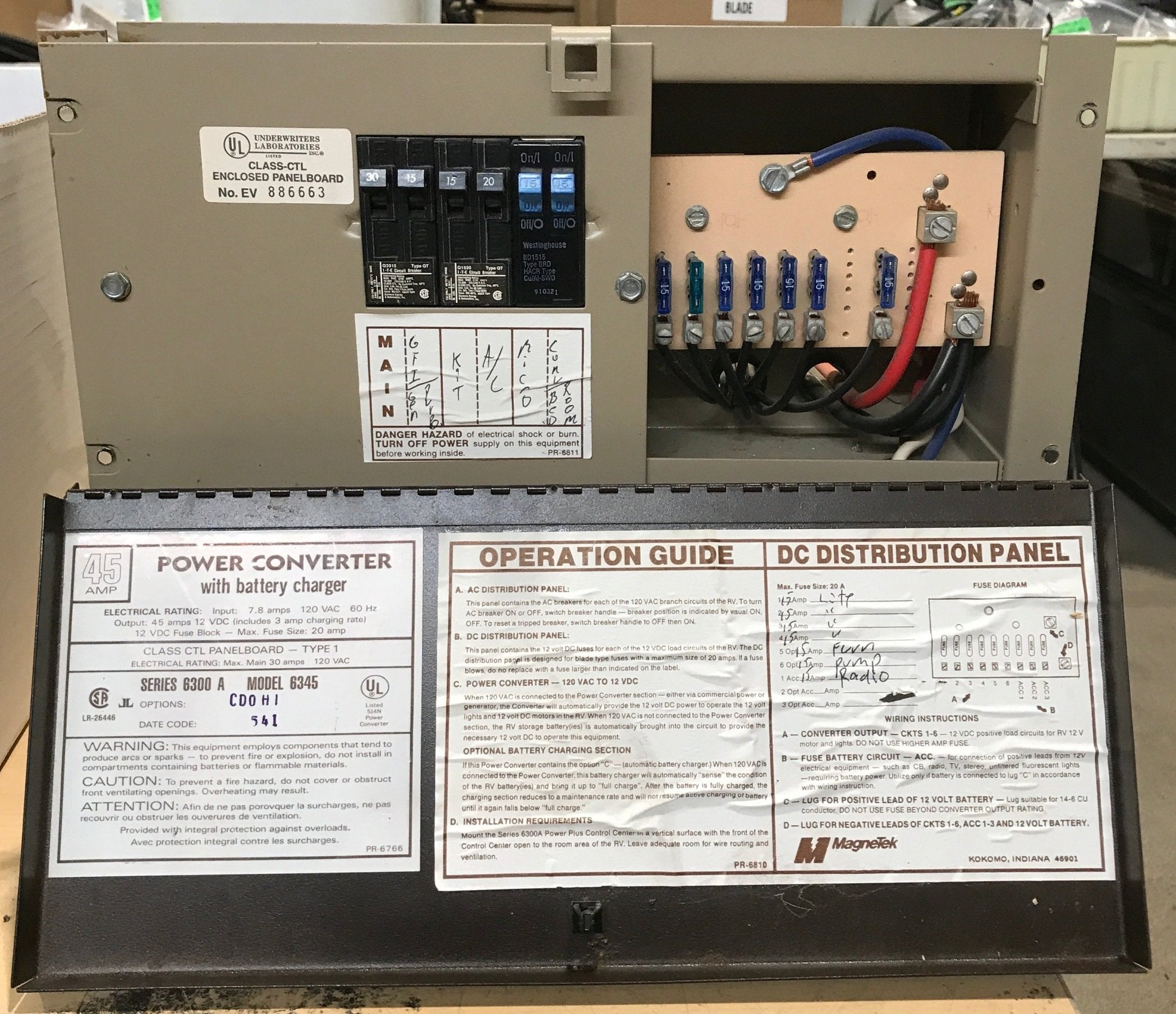 Used MAGNETEK 45 AMP Converter Series 6300 A Model 6345 - Young Farts RV Parts