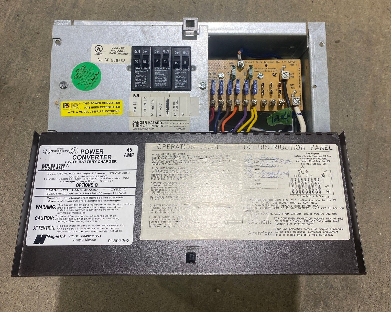 Used MAGNETEK 45 AMP Converter Series 6300 A Model 6345 - Young Farts RV Parts