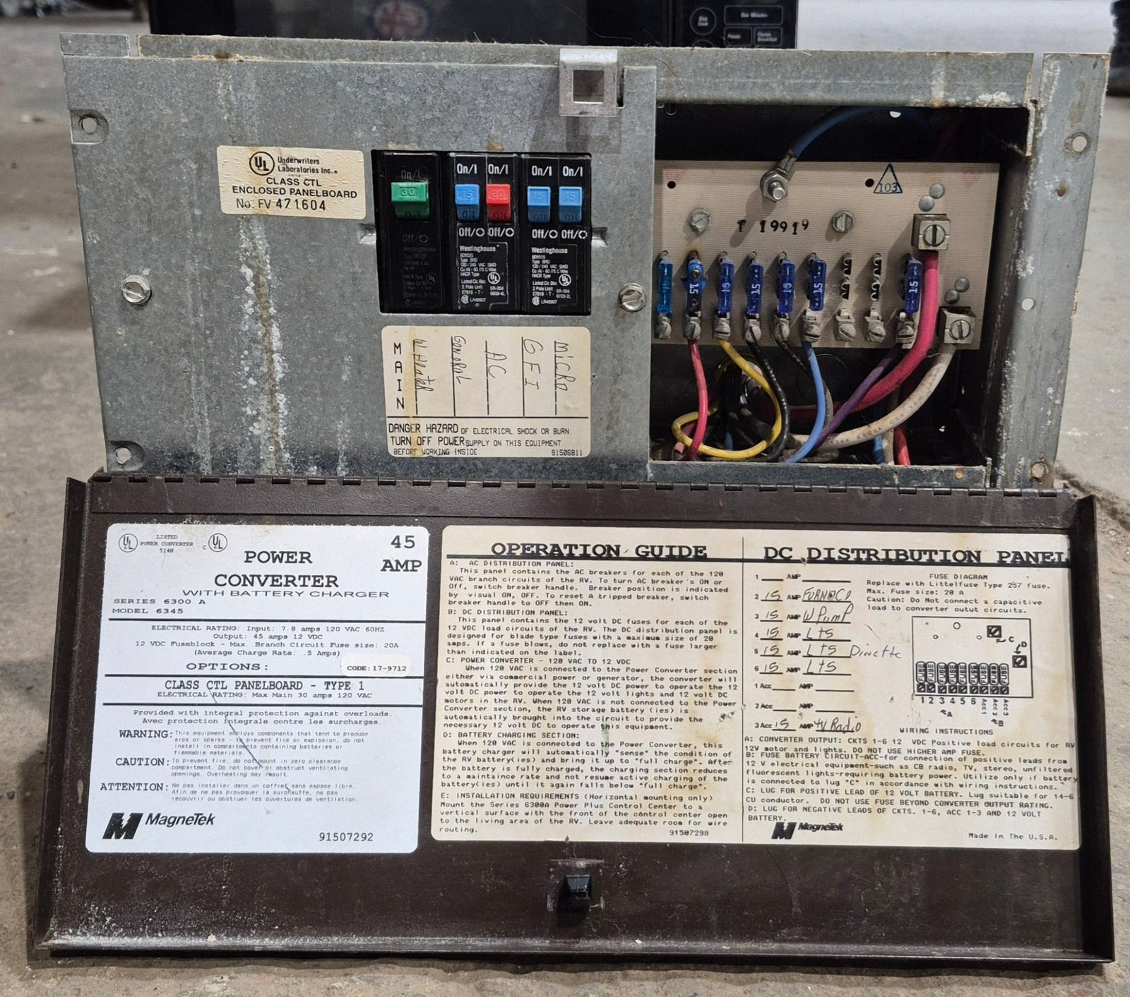 Used MAGNETEK 45 AMP Converter Series 6300 A Model 6345 - Young Farts RV Parts