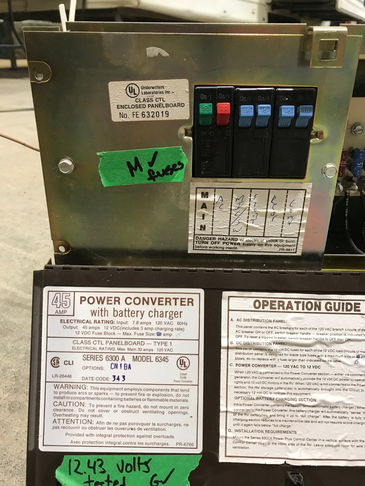 Used MAGNETEK 45 AMP Converter Series 6300 A Model 6345 - Young Farts RV Parts