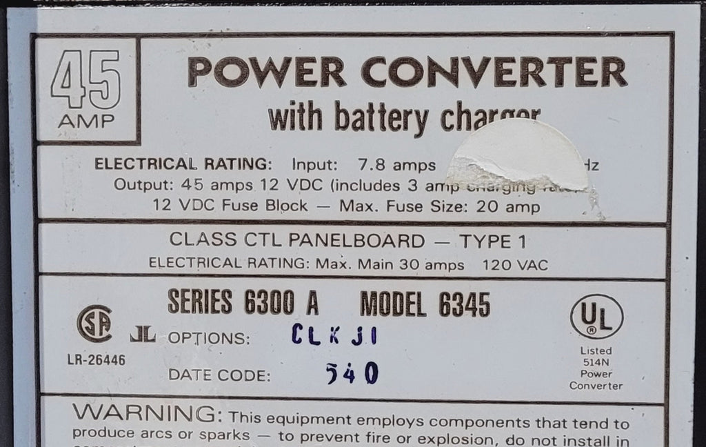 Used MAGNETEK 45 AMP Converter Series 6300 A Model 6345 - Young Farts RV Parts