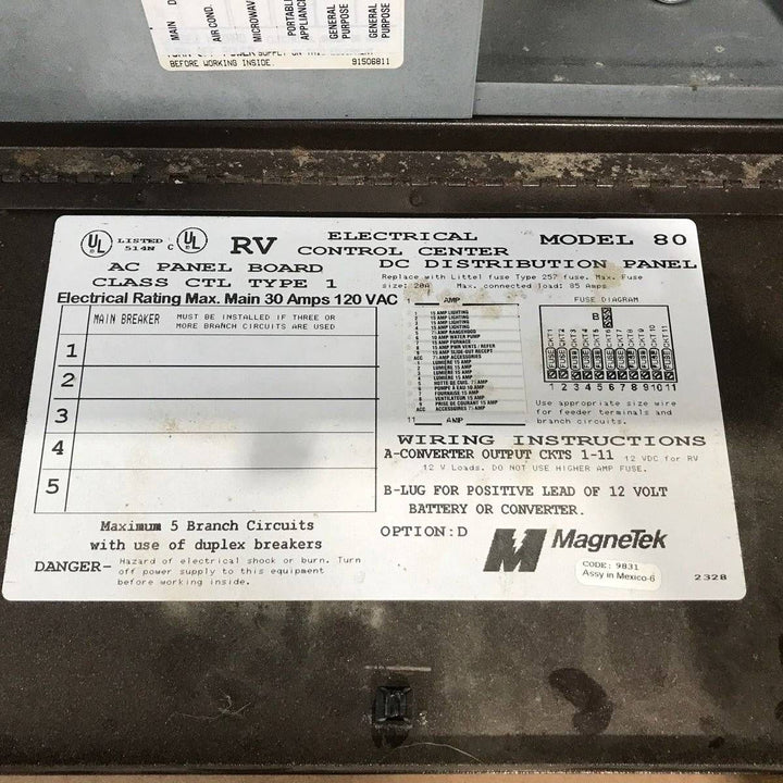 Used Magnetek Distribution Panel, 20 AMP - Model 80 - Young Farts RV Parts