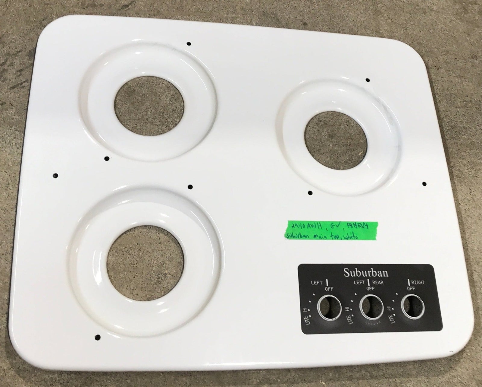 Used Main Top Suburban - Cooktop Cover (White) 2940AWH - Young Farts RV Parts