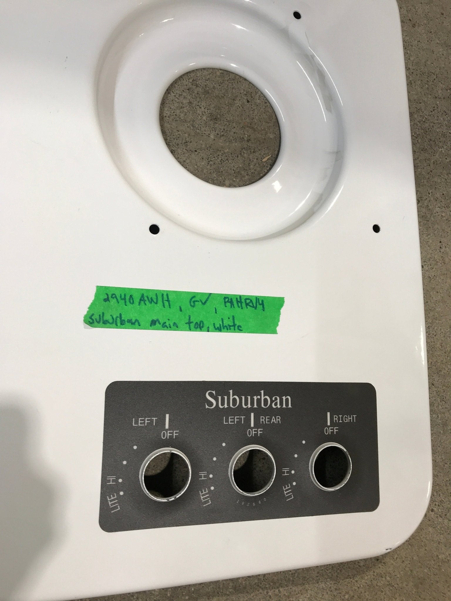 Used Main Top Suburban - Cooktop Cover (White) 2940AWH - Young Farts RV Parts