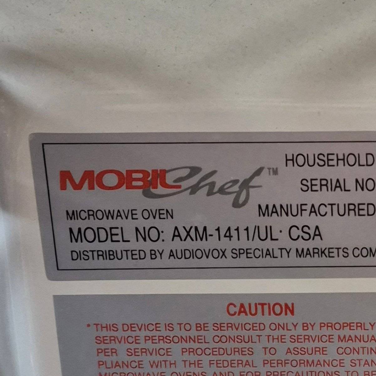 Used Mobil Chef RV Microwave - AXM - 1411/UL - Young Farts RV Parts