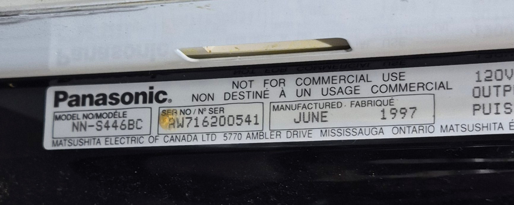 Used PANASONIC RV Microwave 18" W x 11 3/4" H x 11 1/2" D - Young Farts RV Parts